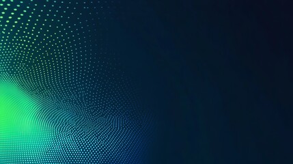 Abstract green and blue digital pattern on dark background.