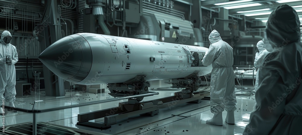 Poster advanced ai-enhanced nuclear missile in high-tech laboratory setting