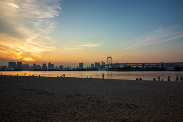 Obraz premium rainbow bridge in the sunset, Tokyo, Japan 