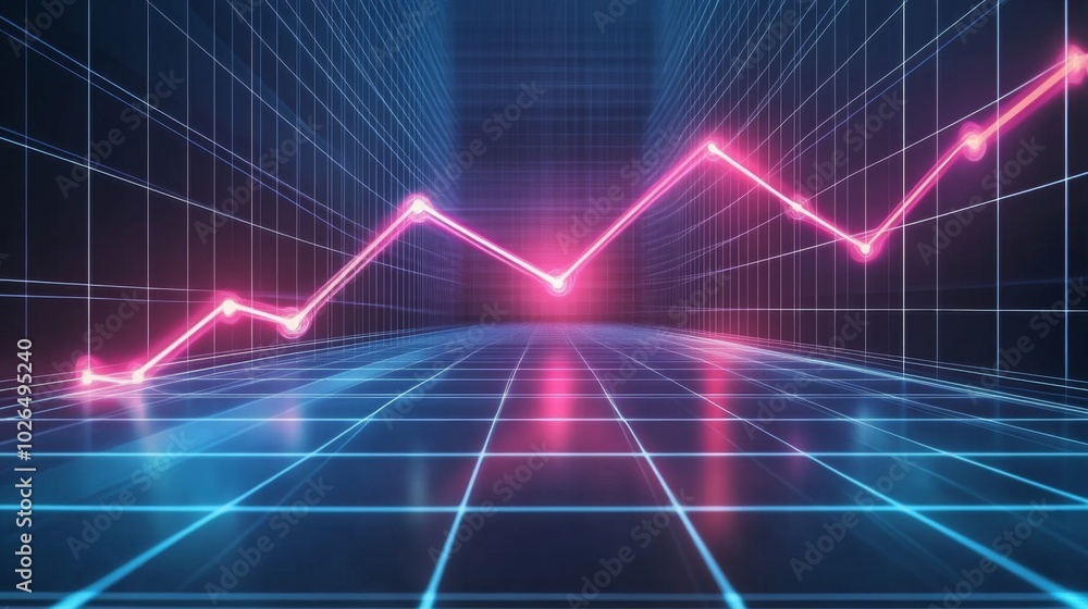 Poster modern data visualization with rising graph lines