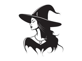 Witch Necklace Silhouette Portraits for Halloween Jewelry and Fashion Design