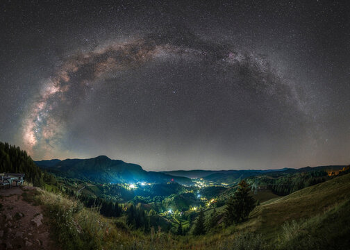 Milky Way over the Carpathian mountains