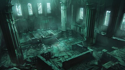 Survivors' Tribunal in Post-Apocalyptic Ruins - Community Law & Justice Concept Art