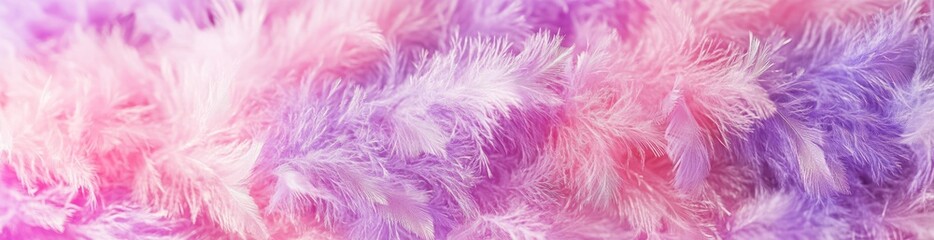 A soft, colorful texture featuring pink and purple feathers.