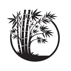 vector silhouette bamboo tree logo