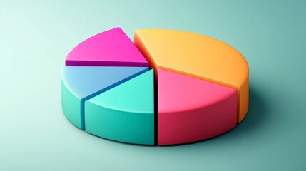 Obraz premium Colorful 3D Pie Chart on Pastel Background