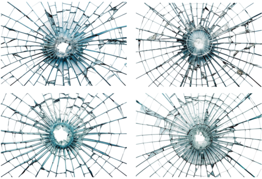 Set of cracks broken glass png