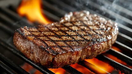 Grilled Steak on Flames with Perfect Grill Marks