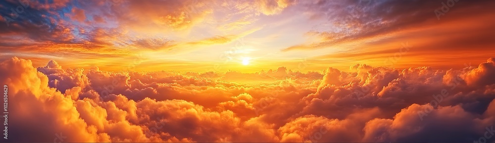 Poster sunset view with clouds background wide background