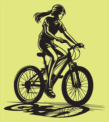 Girl cycling silhouette vector
