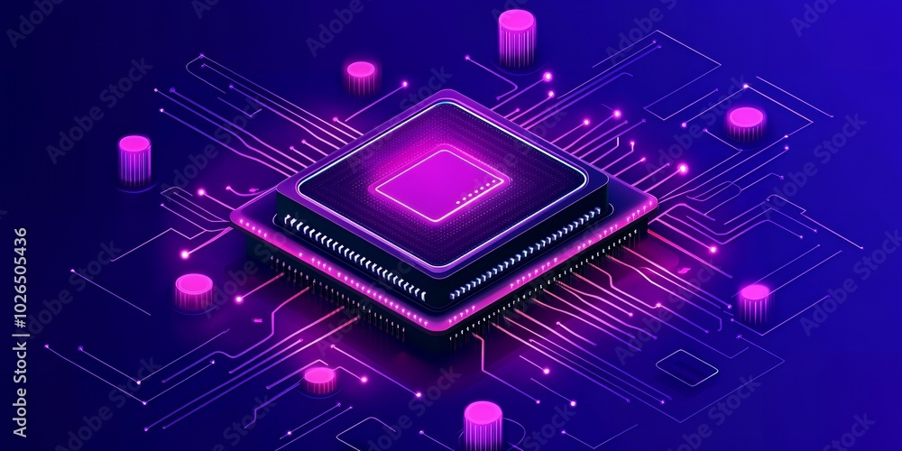 Aufkleber a close-up of a microchip on a circuit board.