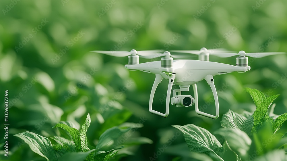 Poster futuristic smart farm drone monitoring - ai-powered precision farming with automated irrigation and 