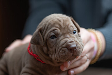 Little American Pit Bull Terrier puppy in the studio.