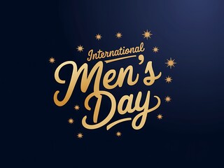 International Men's Day Celebration with Golden Lettering and Stars