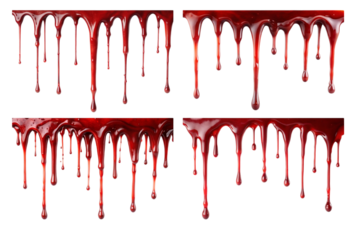 Set of blood dripping on top png