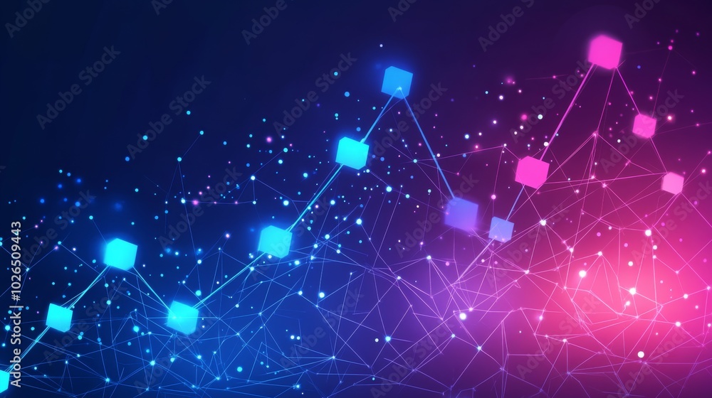 Poster abstract data visualization with colorful connections