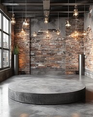 display podium on loft background 