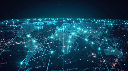 Obraz premium High Tech World map concept Global Network