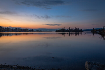 Fototapeta premium Flathead Lake in Montana in twilight