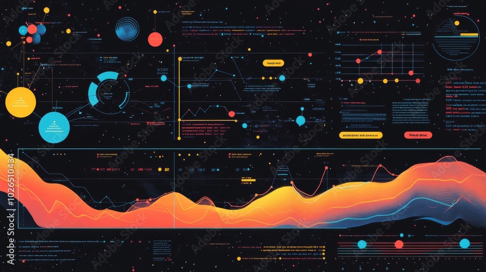 Poster abstract data visualization with bright colors
