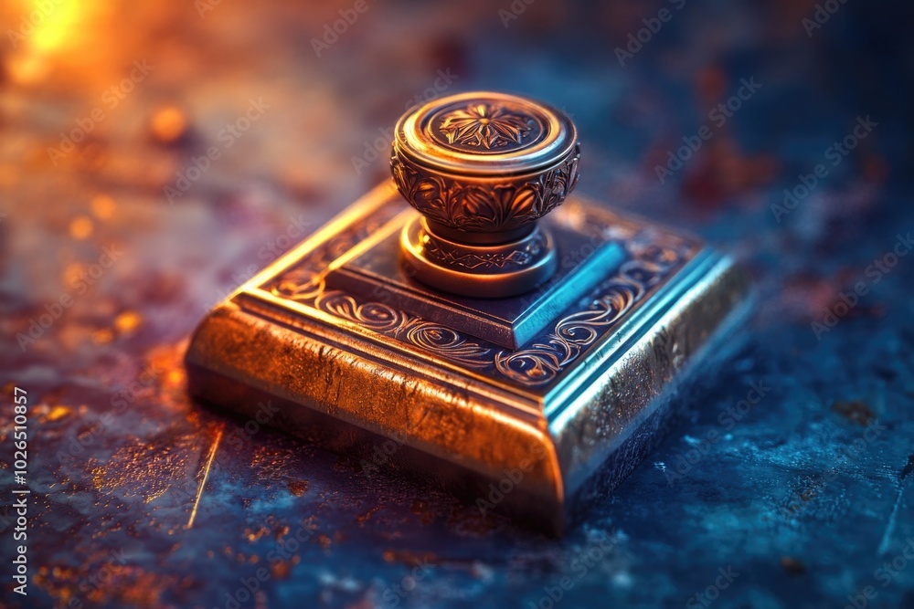 Aufkleber a close-up view of a metal object sitting on a table