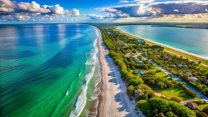Aerial View of Caspersen Beach, Gulf of Mexico, Venice Florida - Stunning Coastal Landscape Photography