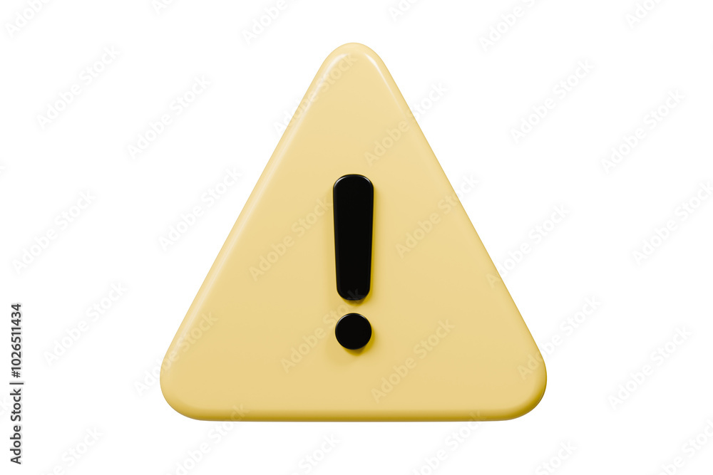 Wall mural 3d warning caution icon sign symbol isolated on purple background. error alert safety concept.3d min