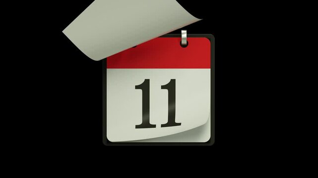 3d calendar animation that counts from 1 to 31