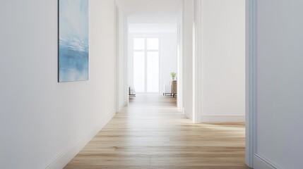 Obraz premium Bright and Serene Hallway in Modern Interior Design