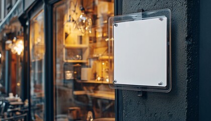 Shop sign mockup showcasing a blank square design for creative store signage display and branding ideas. Ideal for visualizing new shop concepts and marketing strategies.
