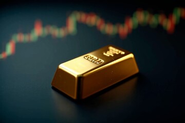 Gold Bar Against the Background of a Stock Chart