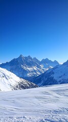 Obraz premium Snow mountain range clear blue sky. Nature landscape. 