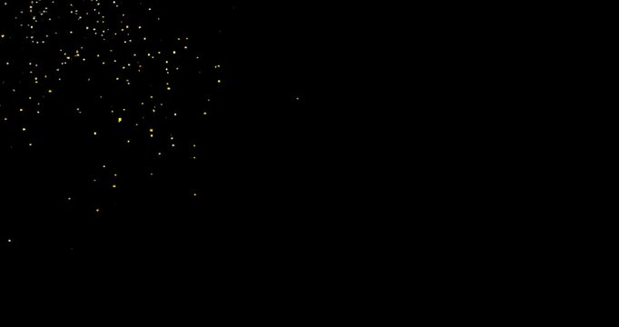 Gold gliter falling particle on black background 4k animation footage effect