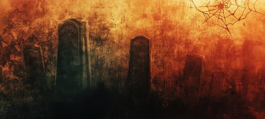 Fototapeta premium halloween decoration background template illustration. banner, copy space, spooky background. 
