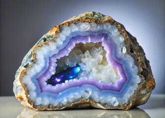 Agate Geode and Amethyst Macro Photography - Healing Properties of Semiprecious Stones in Low Light