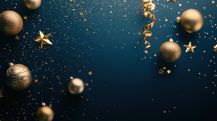 Fototapeta premium The Golden Christmas Decoration Scene