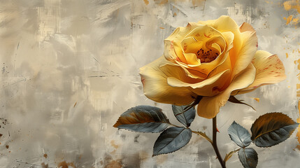 Yellow rose on aetherial light background