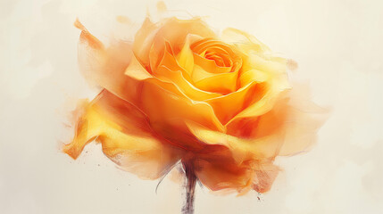 Yellow rose on aetherial light background