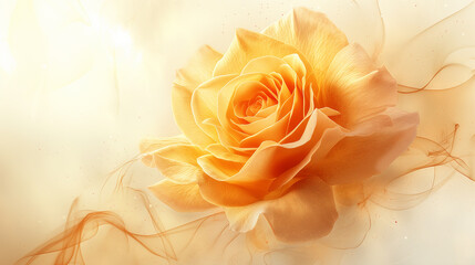 Yellow rose on aetherial light background