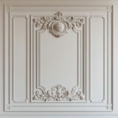Obraz premium Elegant interior wall with detailed moldings and soft light in a modern setting