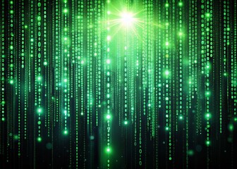 A mesmerizing binary backdrop showcases falling numbers, illuminated in a sleek, low-light aesthetic, perfect for immersive futuristic themes and