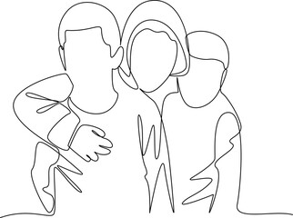 People hugging one line art vector