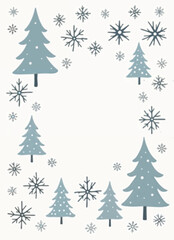 Obraz premium a vector collection of christmas trees with snowflakes in various sizes and shapes on white wall