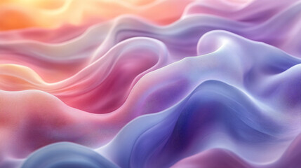 Obraz premium Simple abstract fluid shapes, overlapping waves, pastel gradients, minimalistic style, calm and soft background, suitable for modern artistic designs or relaxing meditative content.