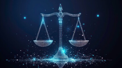 A digital rendering of a scale of justice, a symbol of law and fairness.