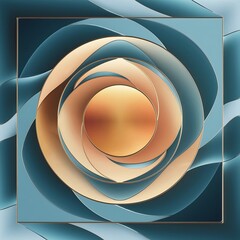 Squares and circles design. Fluid color gradients with metallic effects. Serene synergy of shapes, merging squares and circles into harmonious, captivating design