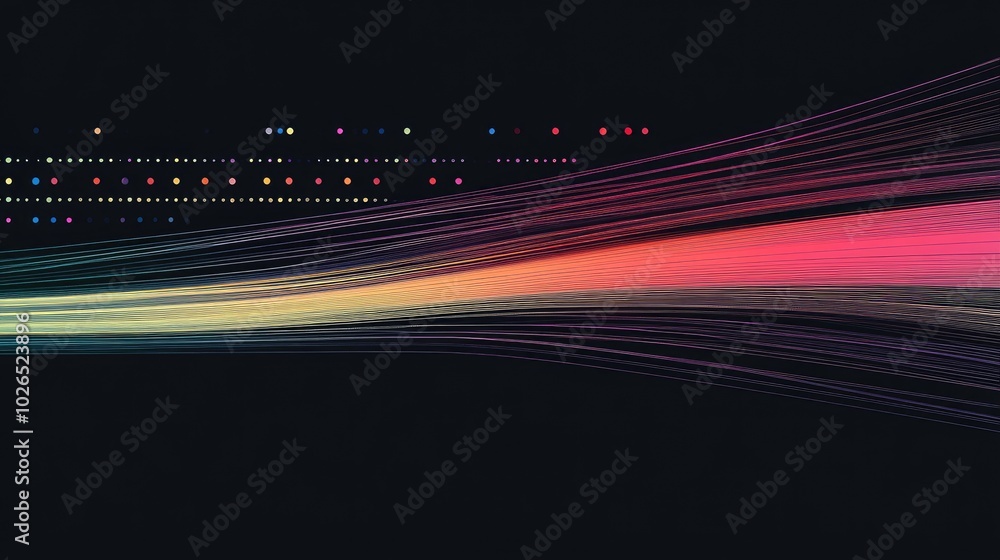 Poster abstract lines and dots in colorful digital design