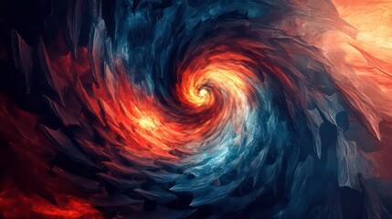 Naklejka premium A swirling vortex of blue and orange hues, creating a sense of depth and energy.