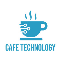 cafe technology flat minimalist logo design