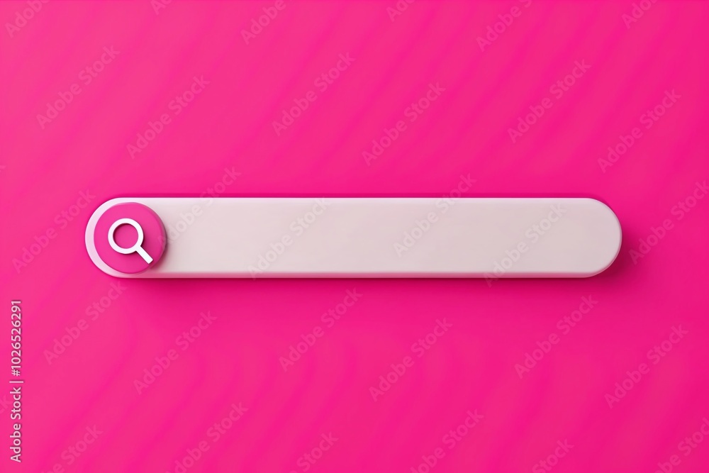 Poster a simple search bar on a vibrant pink backdrop. ideal for web search exploration, emphasizing photog
